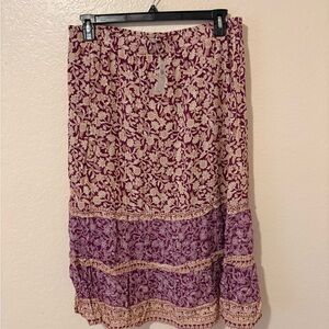 J. Jill Floral Maxi Skirt in Purple and Cream